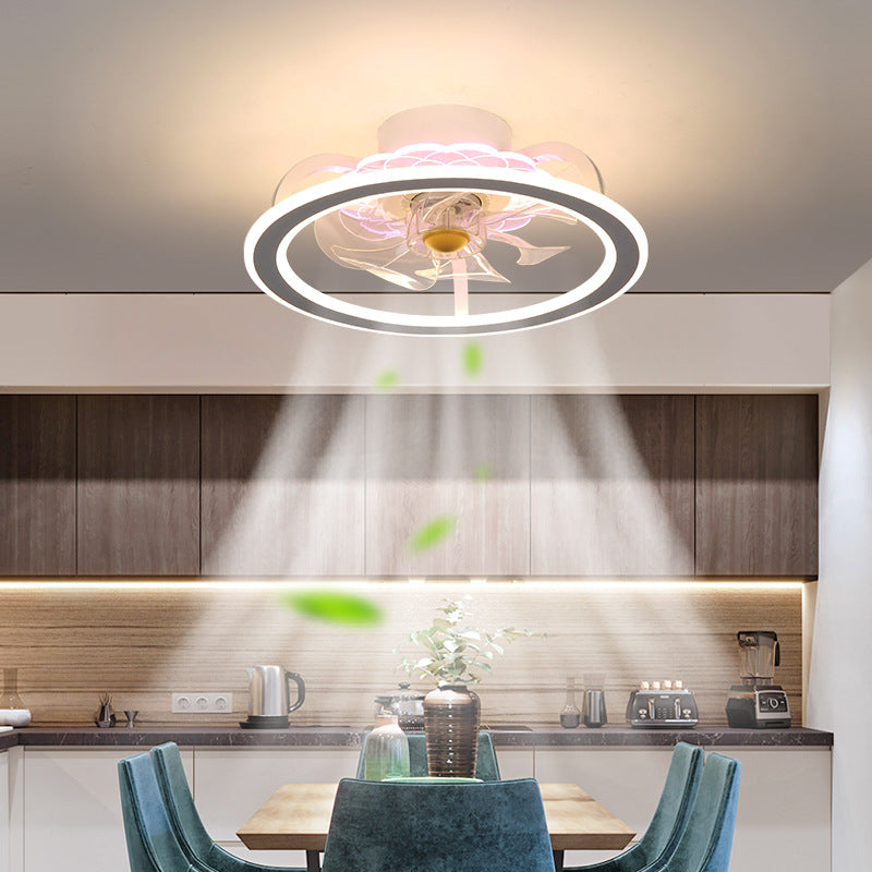 Modern Ceiling Fan LED Light – Quiet Bladeless Ceiling Lamp with Remote, Bedroom & Living Room