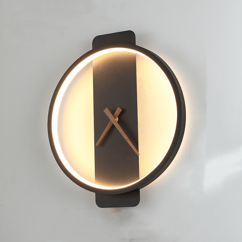 Modern LED Wall Clock Lamp – Minimalist Wall Light for Bedroom, Living Room & Hallways