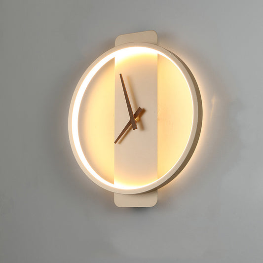Modern LED Wall Clock Lamp – Minimalist Wall Light for Bedroom, Living Room & Hallways