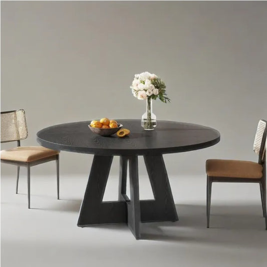 Modern Round Dining Table with Geometric Base – Contemporary Kitchen & Dining Room Furniture