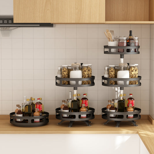 Rotating Spice Rack – 2-Tier 360° Turntable Organizer for Kitchen Cabinet & Countertop