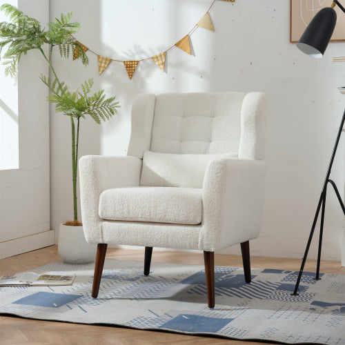 Modern Teddy Fabric Accent Chair – Cozy Upholstered Armchair for Living Room & Bedroom