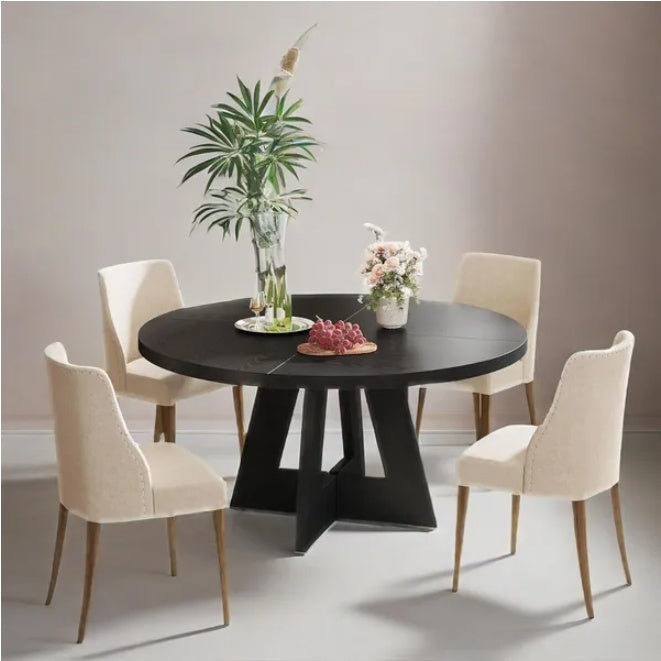 Modern Round Dining Table with Geometric Base – Contemporary Kitchen & Dining Room Furniture