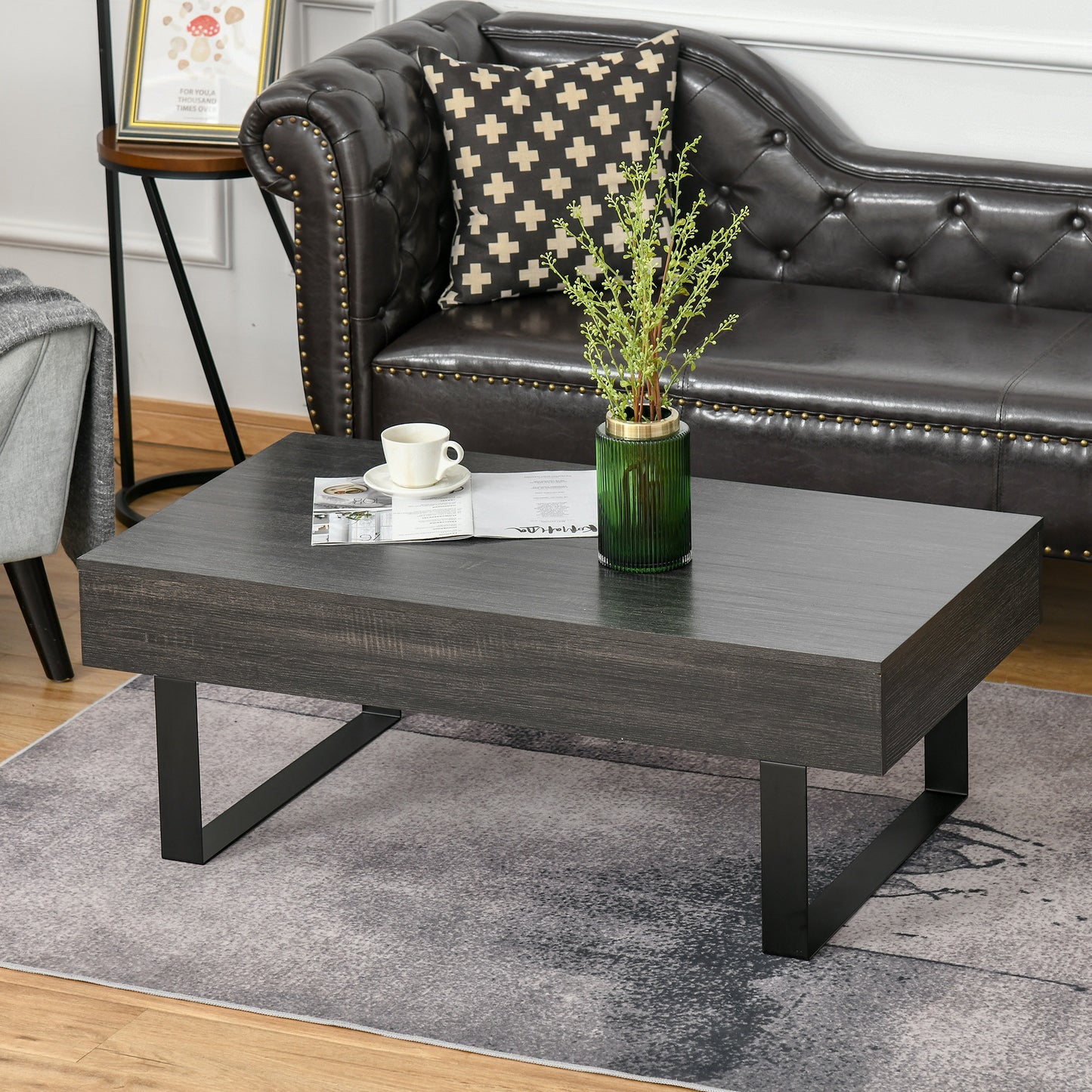 Mid-Century Modern Coffee Table with Storage Drawer – Wooden Living Room Center Table