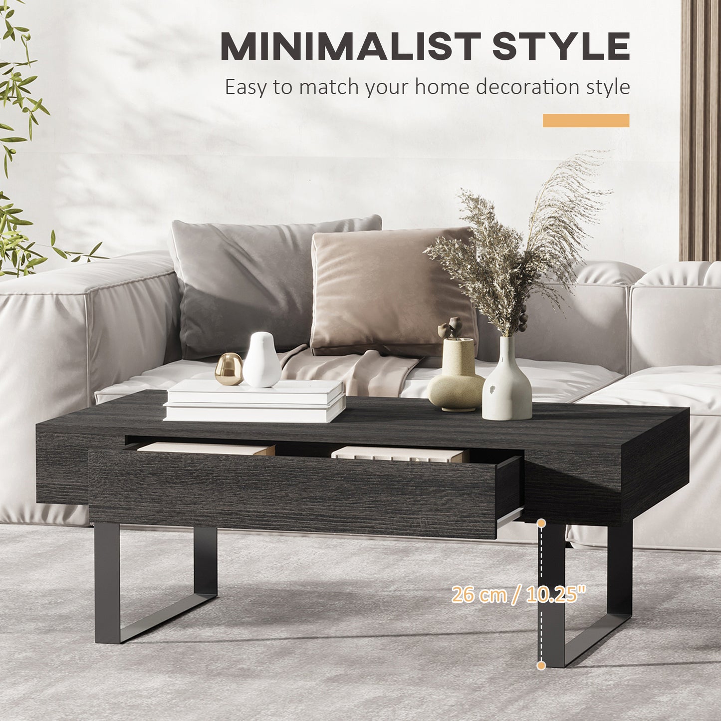 Mid-Century Modern Coffee Table with Storage Drawer – Wooden Living Room Center Table