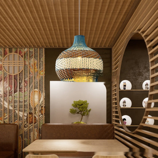 Bamboo Pendant Light – Modern Boho Ceiling Lamp for Dining Room, Bedroom & Living Spaces