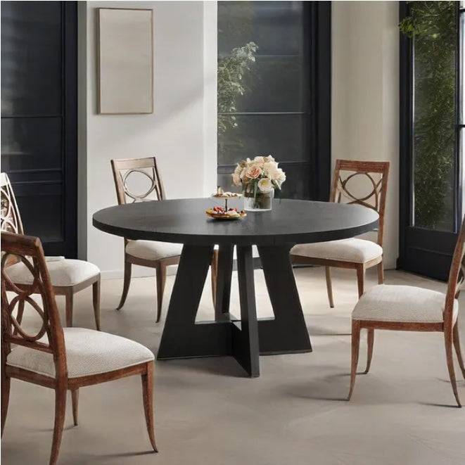Modern Round Dining Table with Geometric Base – Contemporary Kitchen & Dining Room Furniture
