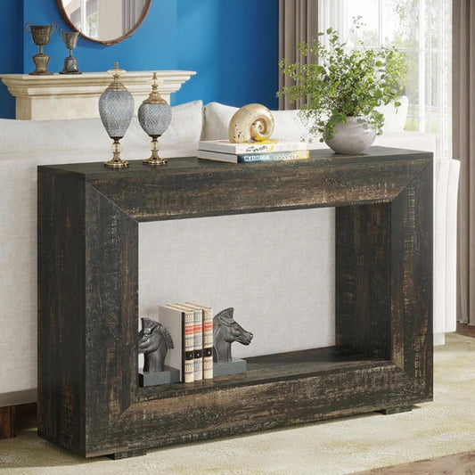 Modern Rustic Console Table – Long Entryway Accent Table for Hallway & Living Room