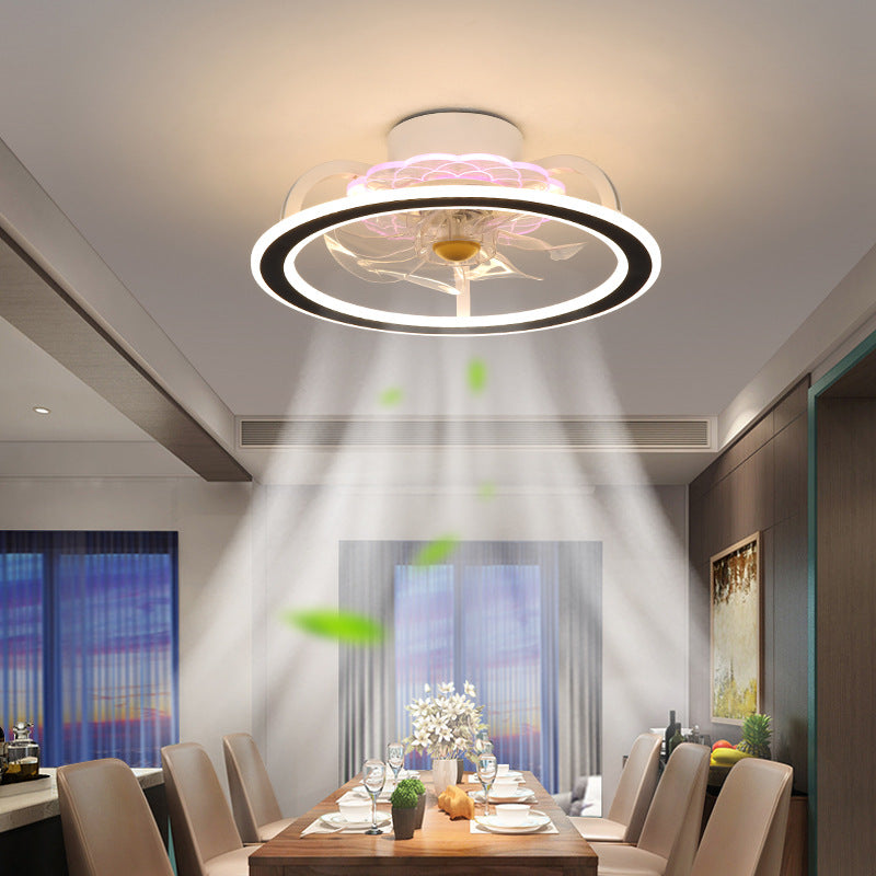 Modern Ceiling Fan LED Light – Quiet Bladeless Ceiling Lamp with Remote, Bedroom & Living Room